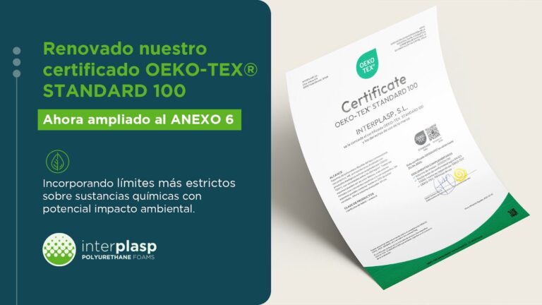 Espumas certificadas y responsables: renovamos el sello OEKO-TEX® STANDARD 100 (Anexo 6)